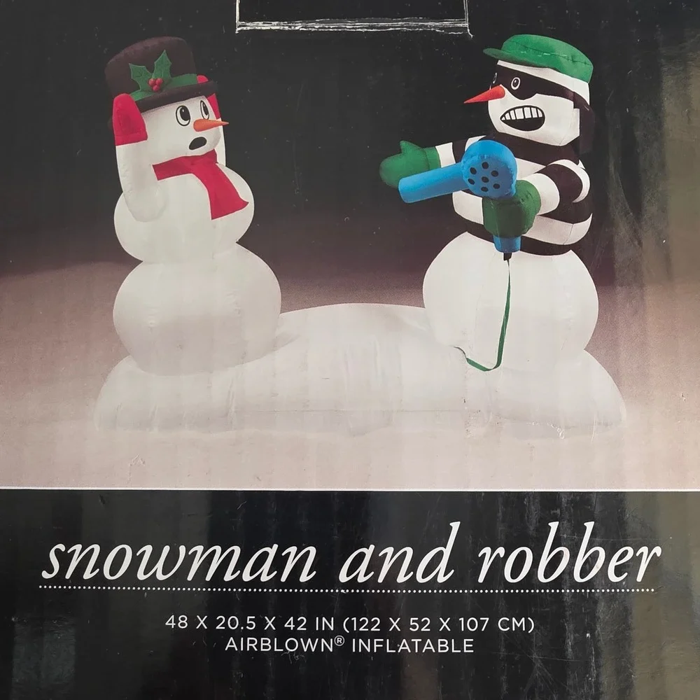 Gemmy Y2K Trim A Home Snowman & Robber Inflatable Christmas Yard Decor 48Wx42H